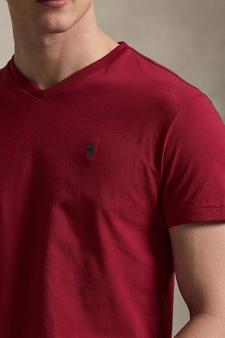 Camiseta con cuello en V y corte clásico de Ralph Lauren | Rojo Heritage