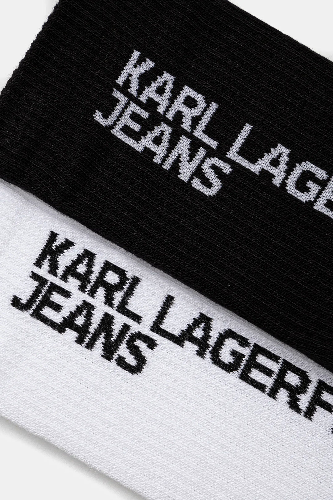 Karl Lagerfeld Essential Logo Socks in 2-Pack | White/Black