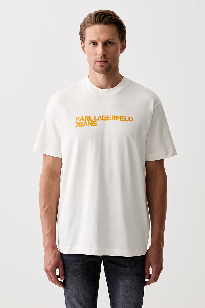 Karl Lagerfeld Essential T-shirt in Regular Fit | Egret