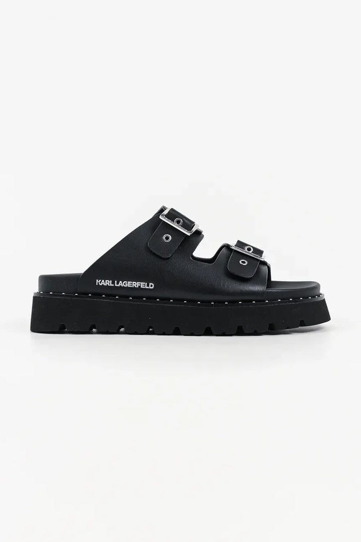 Sandales à double boucle Karl Lagerfeld Kaia pour femme | Noir