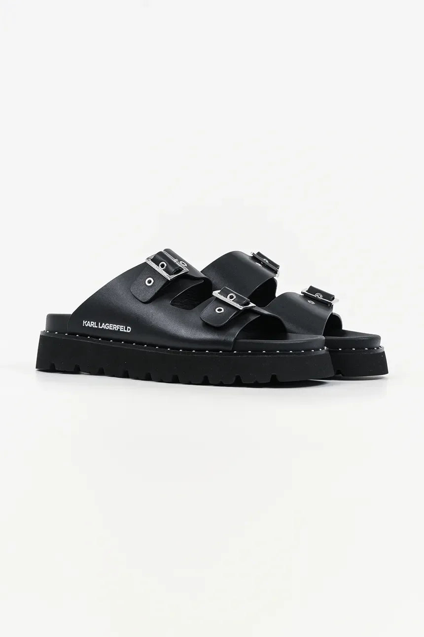 Sandales à double boucle Karl Lagerfeld Kaia pour femme | Noir