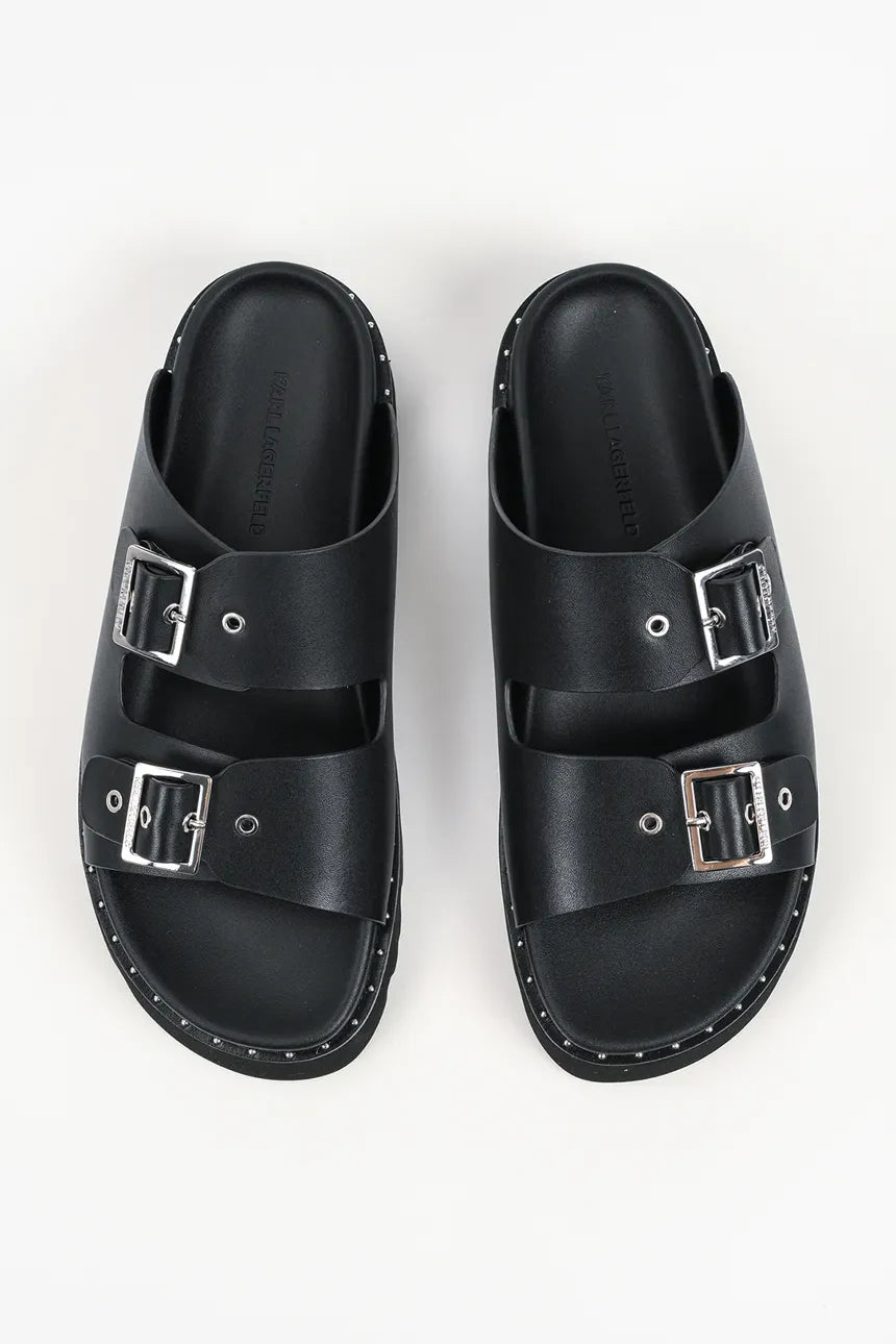 Sandales à double boucle Karl Lagerfeld Kaia pour femme | Noir
