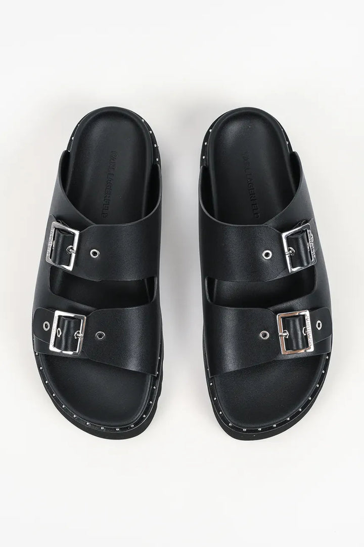 Sandales à double boucle Karl Lagerfeld Kaia pour femme | Noir