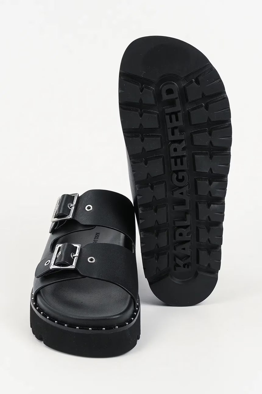 Sandales à double boucle Karl Lagerfeld Kaia pour femme | Noir