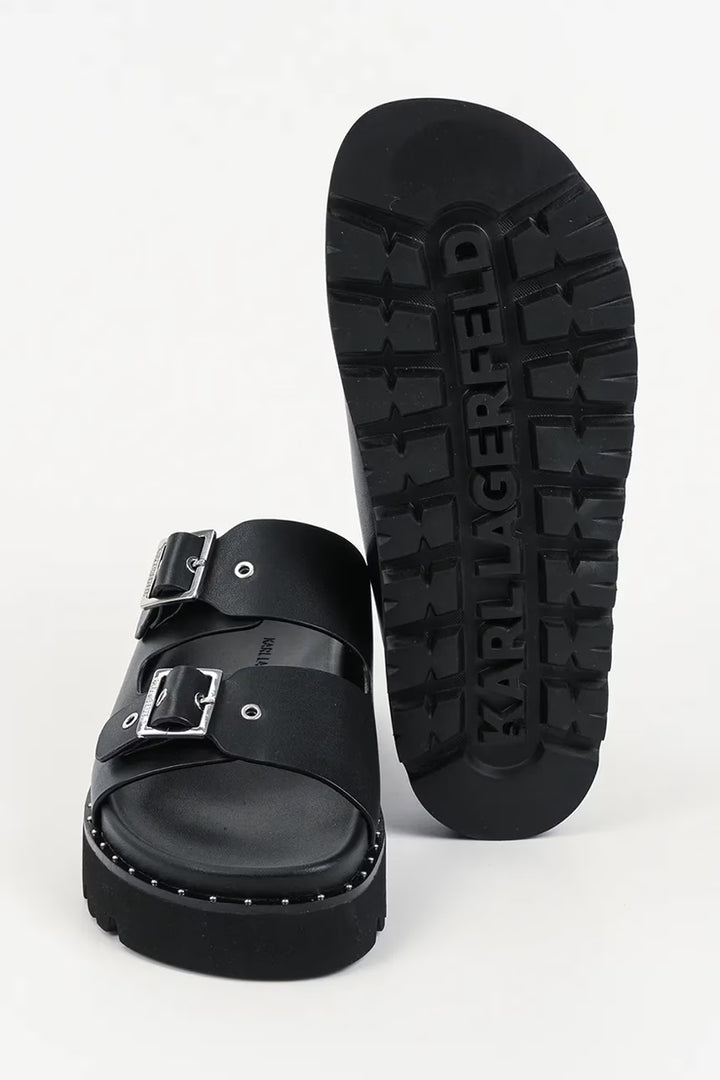 Sandales à double boucle Karl Lagerfeld Kaia pour femme | Noir