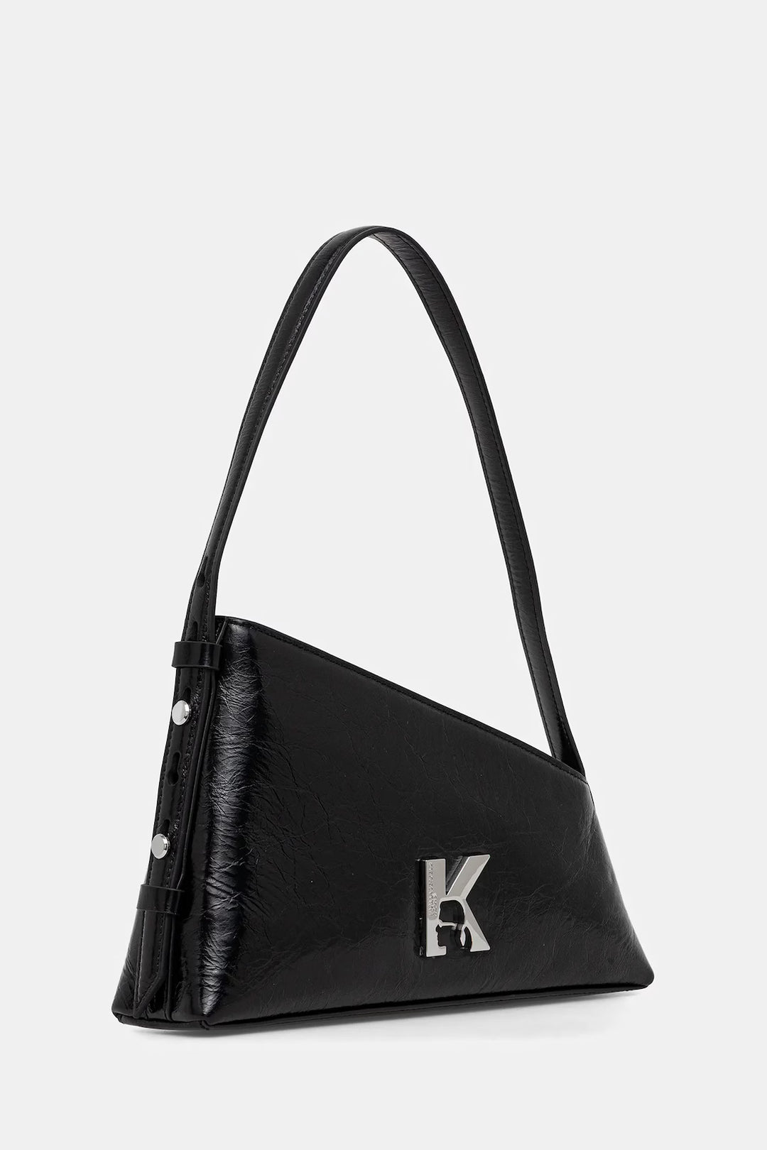 Karl Lagerfeld Leather Shiny Shoulder Bag | Black