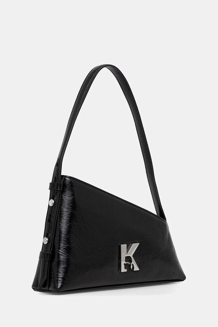 Karl Lagerfeld Leather Shiny Shoulder Bag | Black