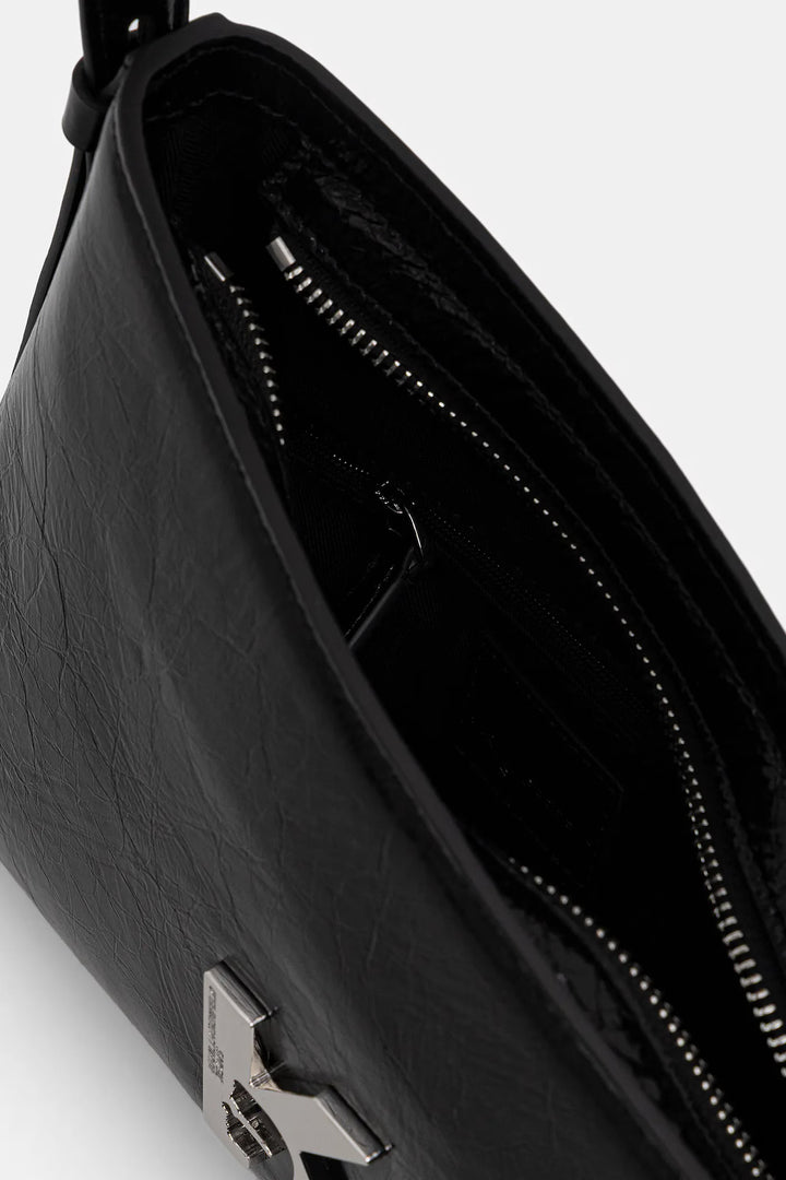 Karl Lagerfeld Leather Shiny Shoulder Bag | Black