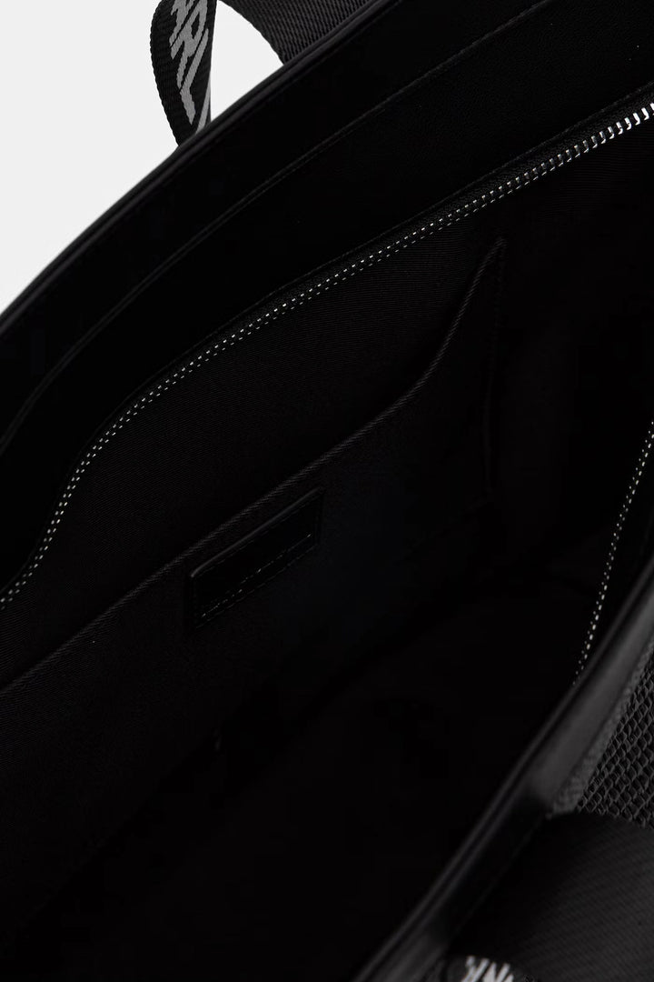 Karl Lagerfeld Box Logo Raffia Shopper Bag | Black