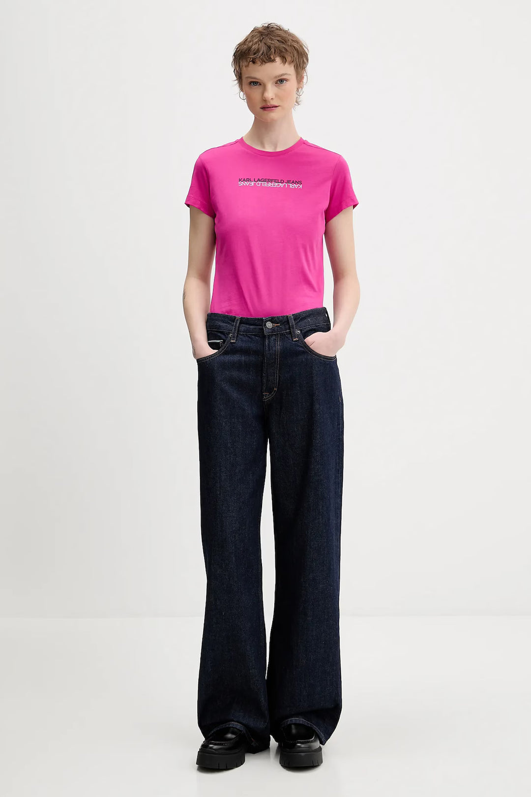 Karl Lagerfeld Slim Fit Reflection Women's T-shirt | Very Berry