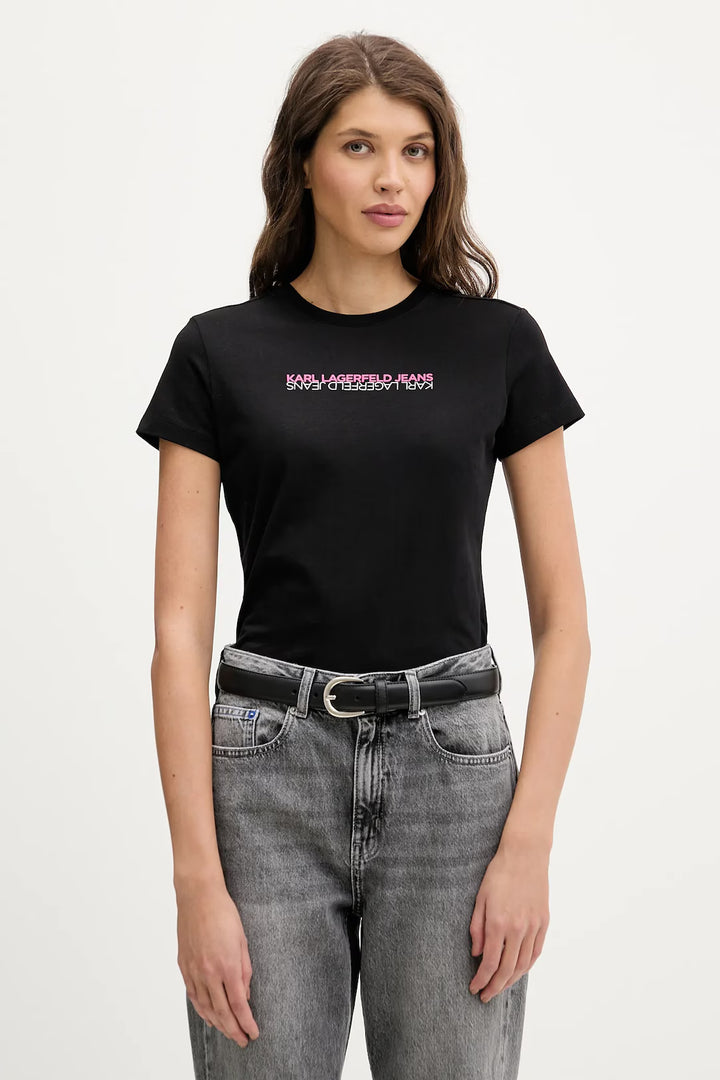 Karl Lagerfeld Slim Fit Reflection Women's T-shirt | Black