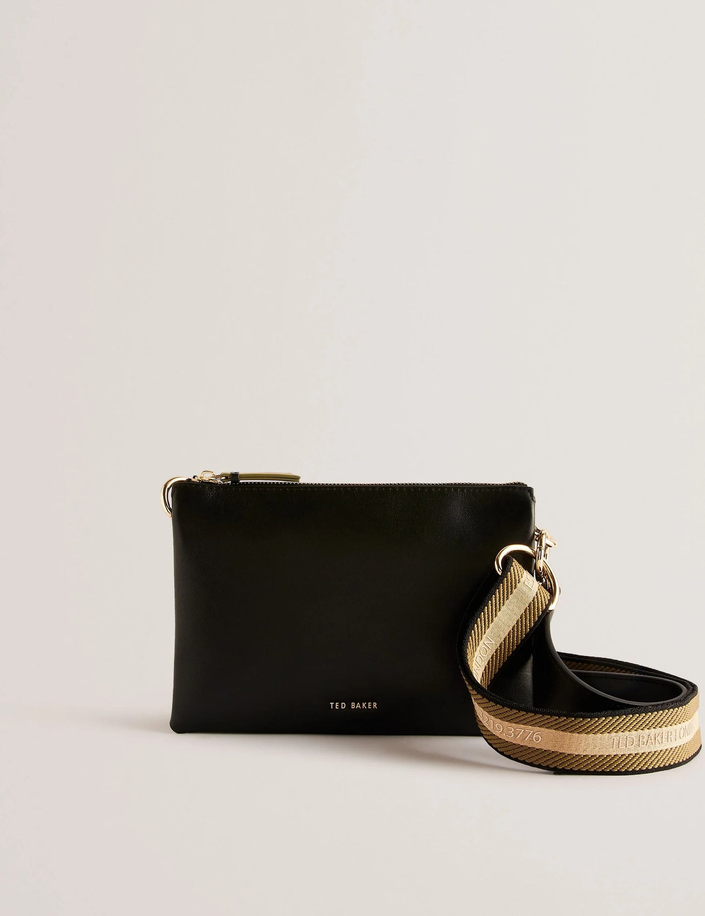 Ted Baker Darceyy Leather Crossbody Bag With Webbing Strap | Jet Black