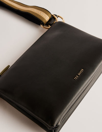 Ted Baker Darceyy Leather Crossbody Bag With Webbing Strap | Jet Black