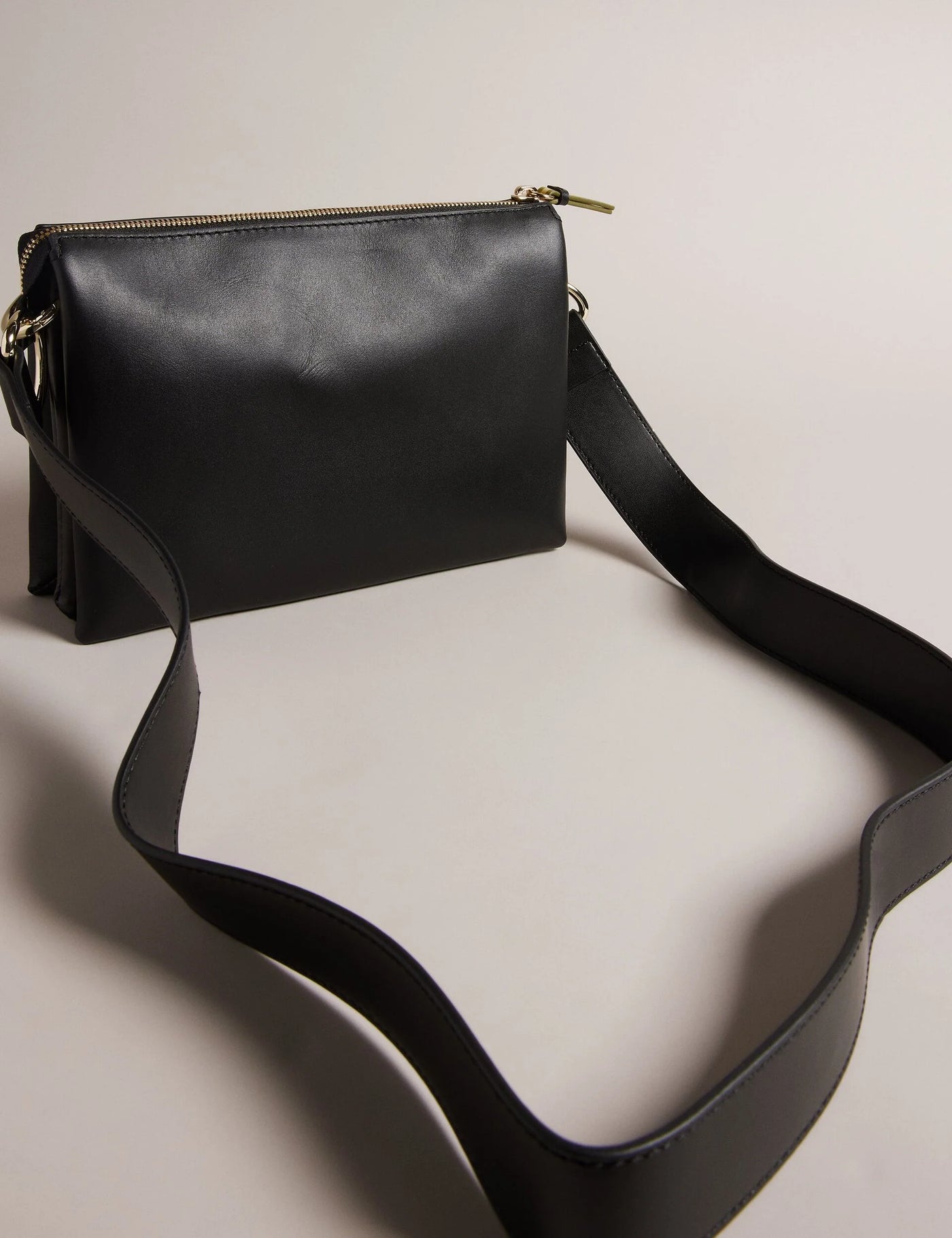 Ted Baker Darceyy Leather Crossbody Bag With Webbing Strap | Jet Black