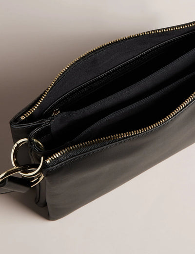 Ted Baker Darceyy Leather Crossbody Bag With Webbing Strap | Jet Black