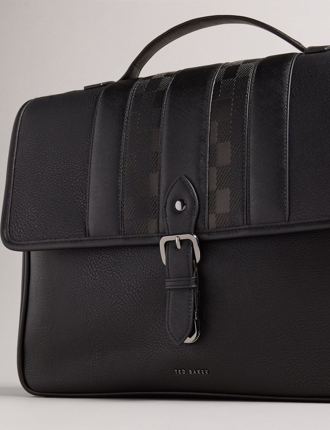 Ted Baker Wayvees House Check Faux Leather Satchel Bag | Black