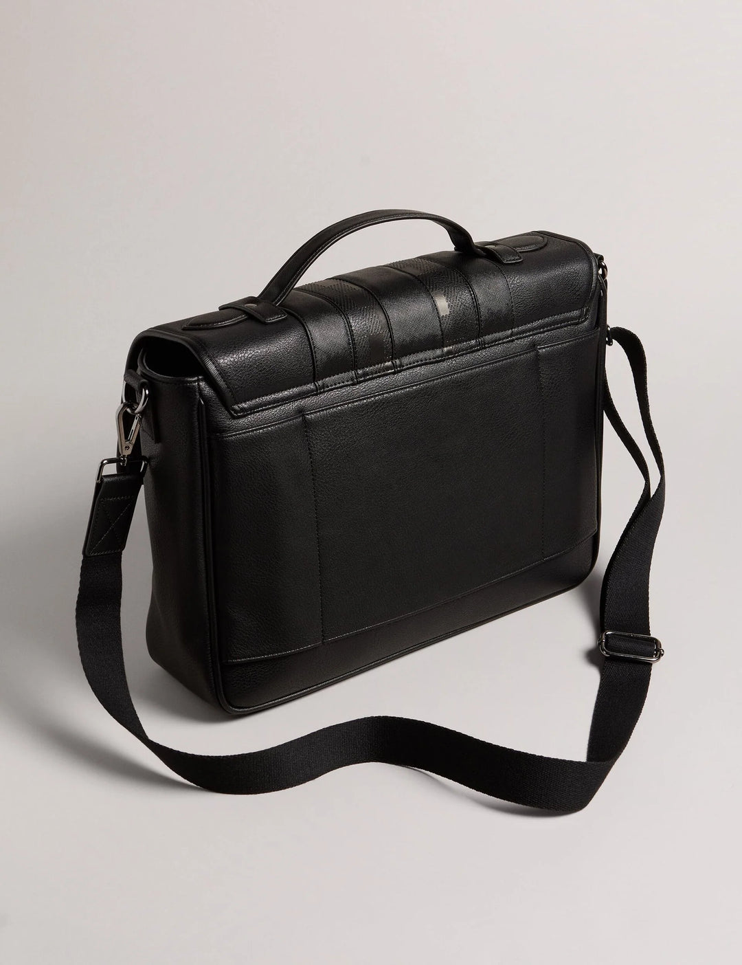 Ted Baker Wayvees House Check Faux Leather Satchel Bag | Black