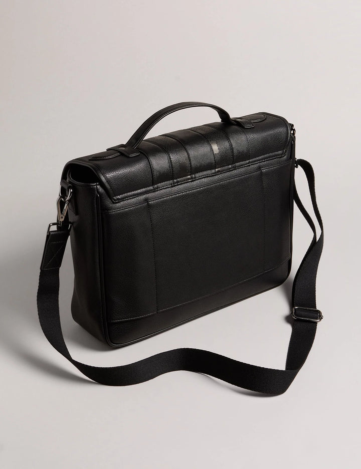 Ted Baker Wayvees House Check Faux Leather Satchel Bag | Black
