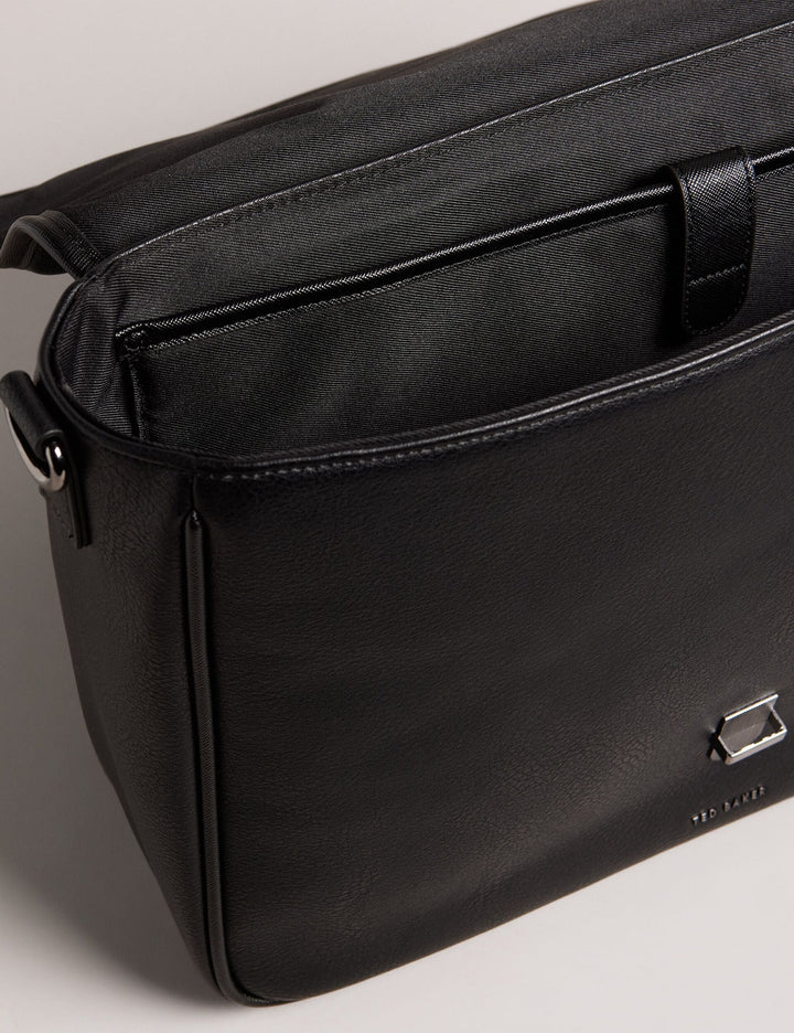 Ted Baker Wayvees House Check Faux Leather Satchel Bag | Black