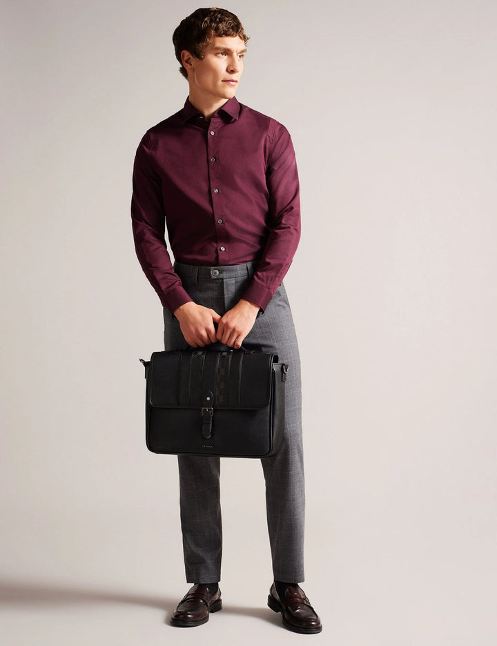 Ted Baker Wayvees House Check Faux Leather Satchel Bag | Black