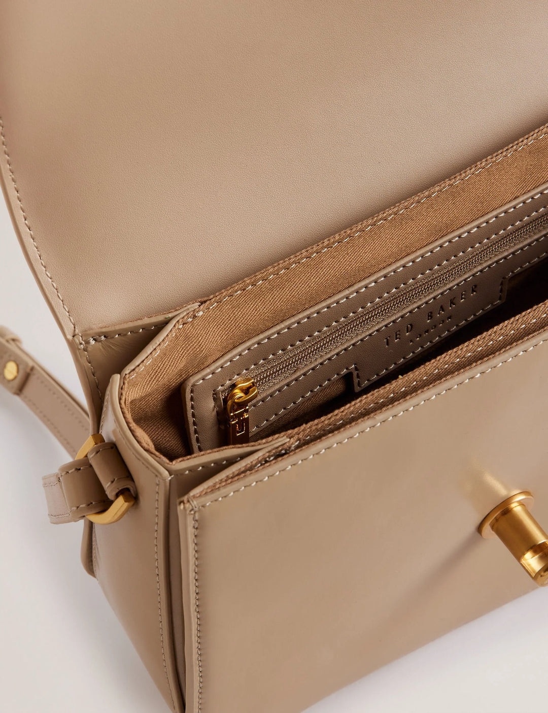 Ted Baker Kkayli Polished Leather Satchel Bag | Taupe