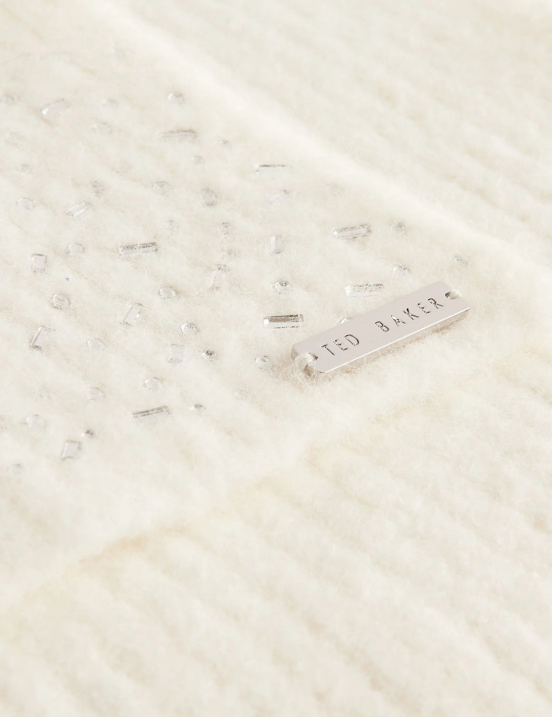 Ted Baker Scattered Rhinestone Knitted Scarf | Cream