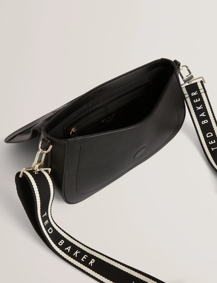 Ted Baker Webbing Leather Baguette Crossbody Bag | Black