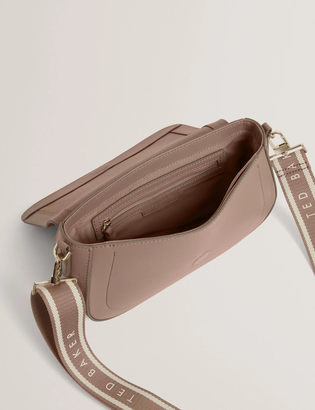 Ted Baker Webbing Leather Baguette Crossbody Bag | Taupe
