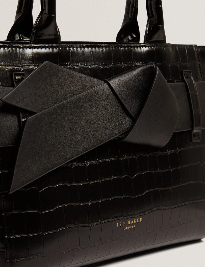 Ted Baker Jjosia Croc Bow Detail Crossbody Tote Bag | Black