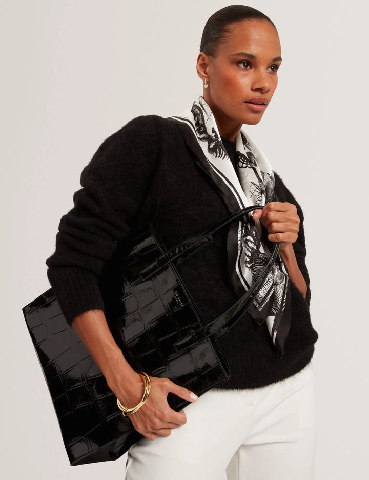 Ted Baker Vannda Croc Effect Large Icon Bag | Black