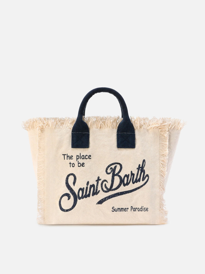 Borsa tote in tela di cotone MC2 Saint Barth Colette | Bianco/Blu navy