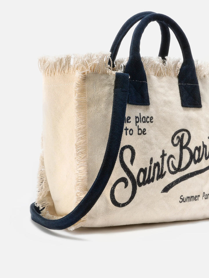 Borsa tote in tela di cotone MC2 Saint Barth Colette | Bianco/Blu navy