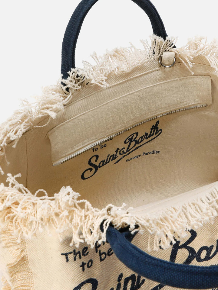 Borsa tote in tela di cotone MC2 Saint Barth Colette | Bianco/Blu navy