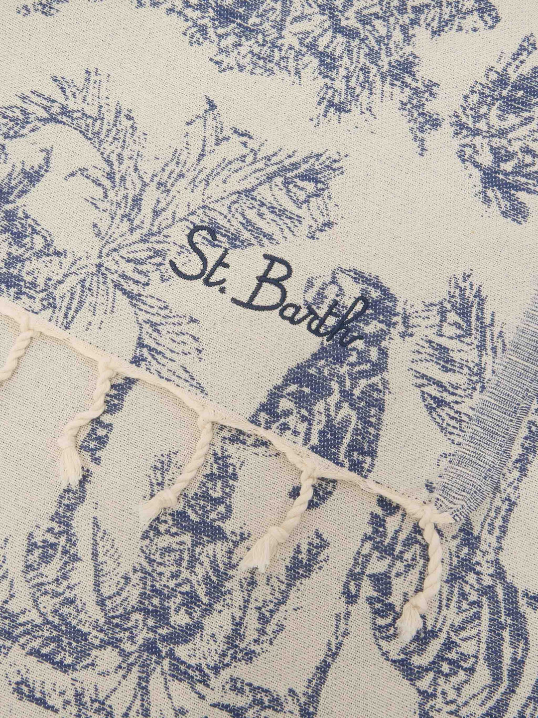 MC2 Saint Barth Foutas Cotton Beach Towel with Bandana Jacquard | Navy/White