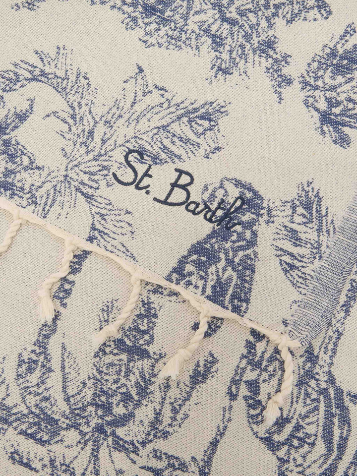 MC2 Saint Barth Foutas Cotton Beach Towel with Bandana Jacquard | Navy/White