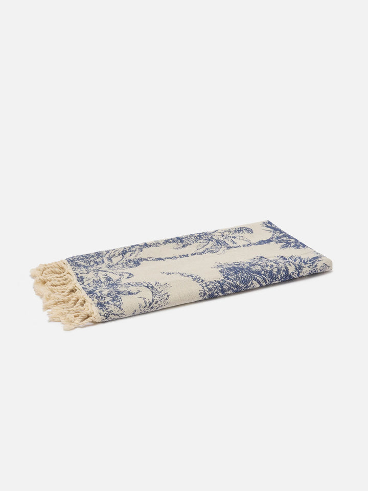 MC2 Saint Barth Foutas Cotton Beach Towel with Bandana Jacquard | Navy/White