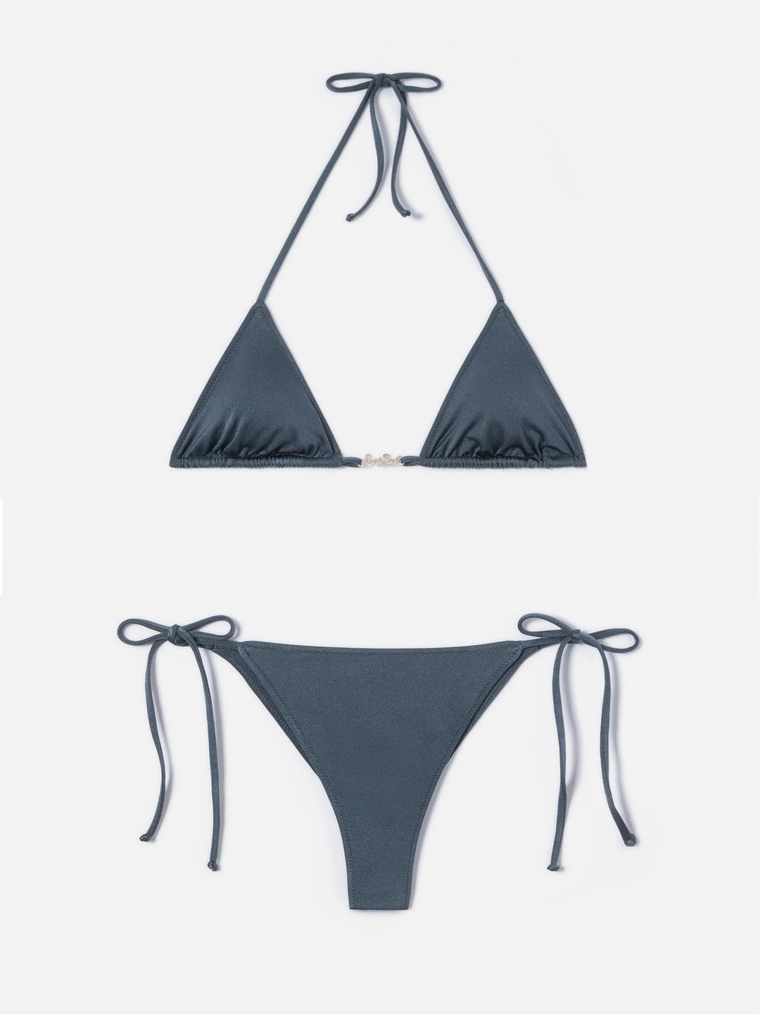 MC2 Saint Barth Leah Glossy Bikini and Bottom | Dark Grey
