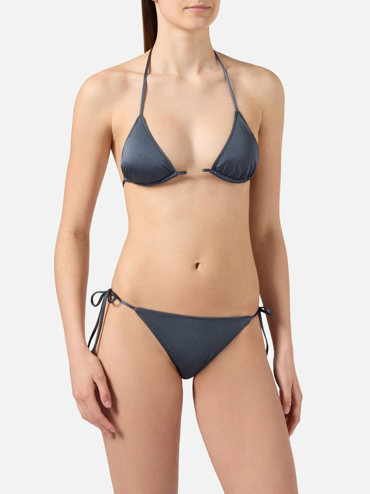 MC2 Saint Barth Leah Glossy Bikini and Bottom | Dark Grey
