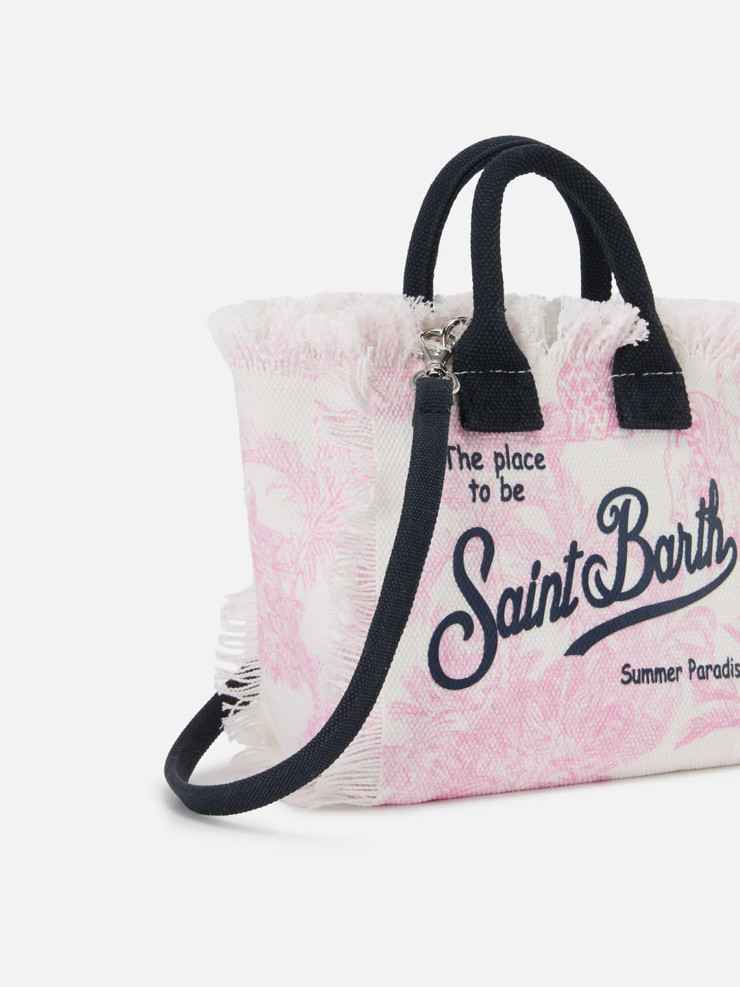 MC2 Saint Barth Vanity Mini Cotton Canvas Tote Bag | Pink/White