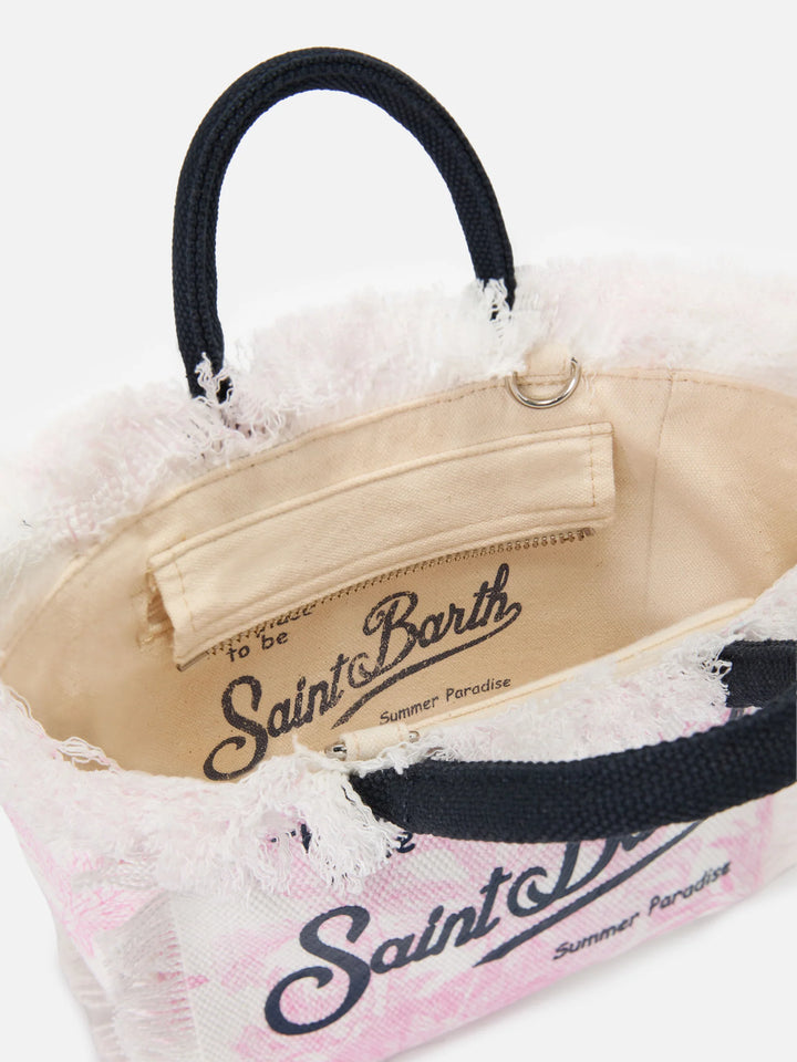 MC2 Saint Barth Vanity Mini Cotton Canvas Tote Bag | Pink/White