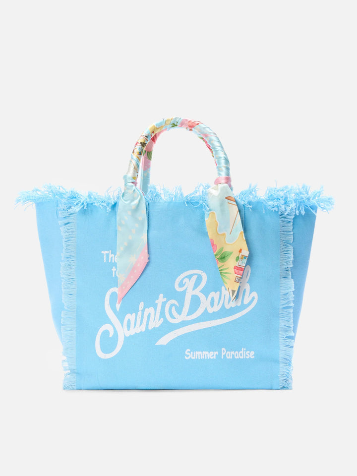 MC2 Saint Barth Ματαιοδοξία Βαμβακερός καμβάς Tote Bag με αφαιρούμενο Twill | Sky Blue