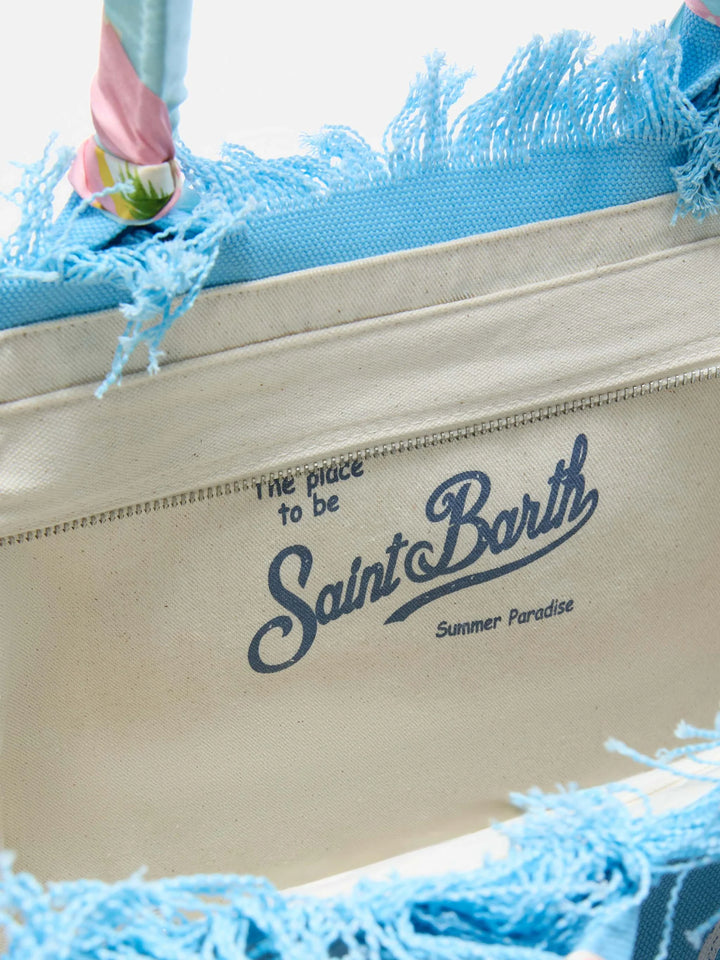 MC2 Saint Barth Ματαιοδοξία Βαμβακερός καμβάς Tote Bag με αφαιρούμενο Twill | Sky Blue