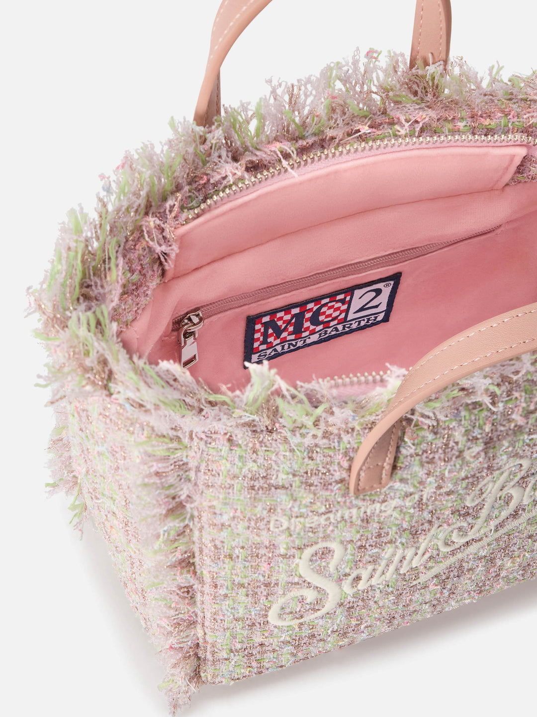 MC2 Saint Barth Vanity Mini Tweedtasche mit Lurex - Rosa - Innendetail