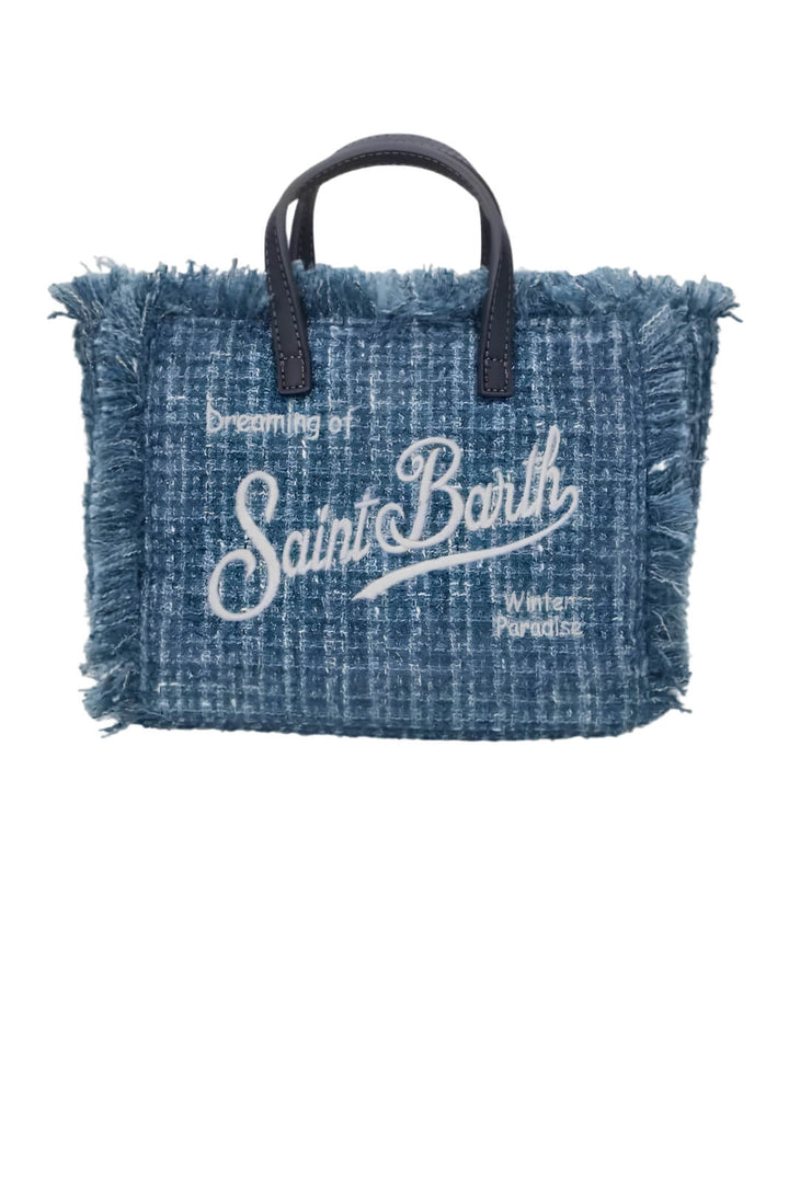MC2 Saint Barth Sac Vanity Mini Tweed - Bleu Clair - Vue de face