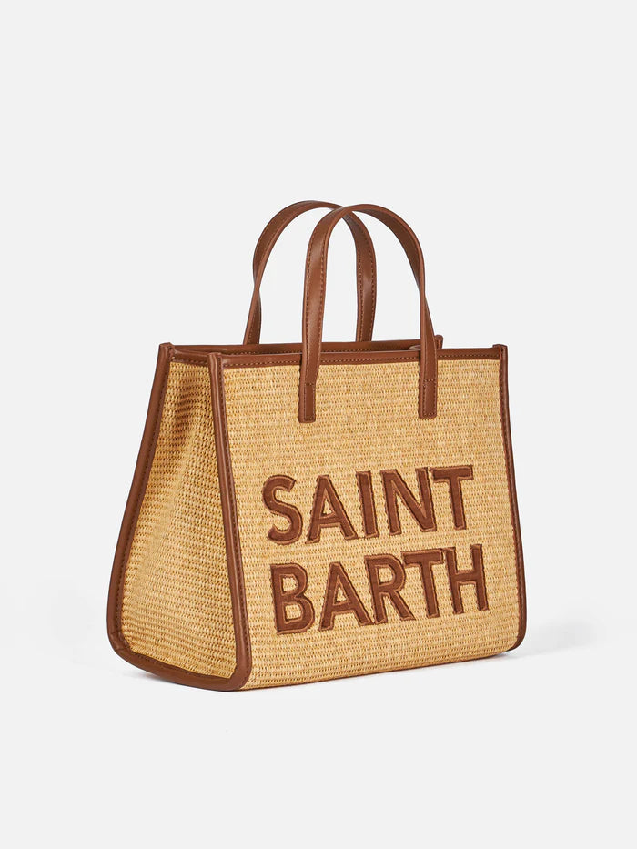 MC2 Saint Barth Μίντι Vivian Straw Τσάντα | Μπεζ/Ταμπά