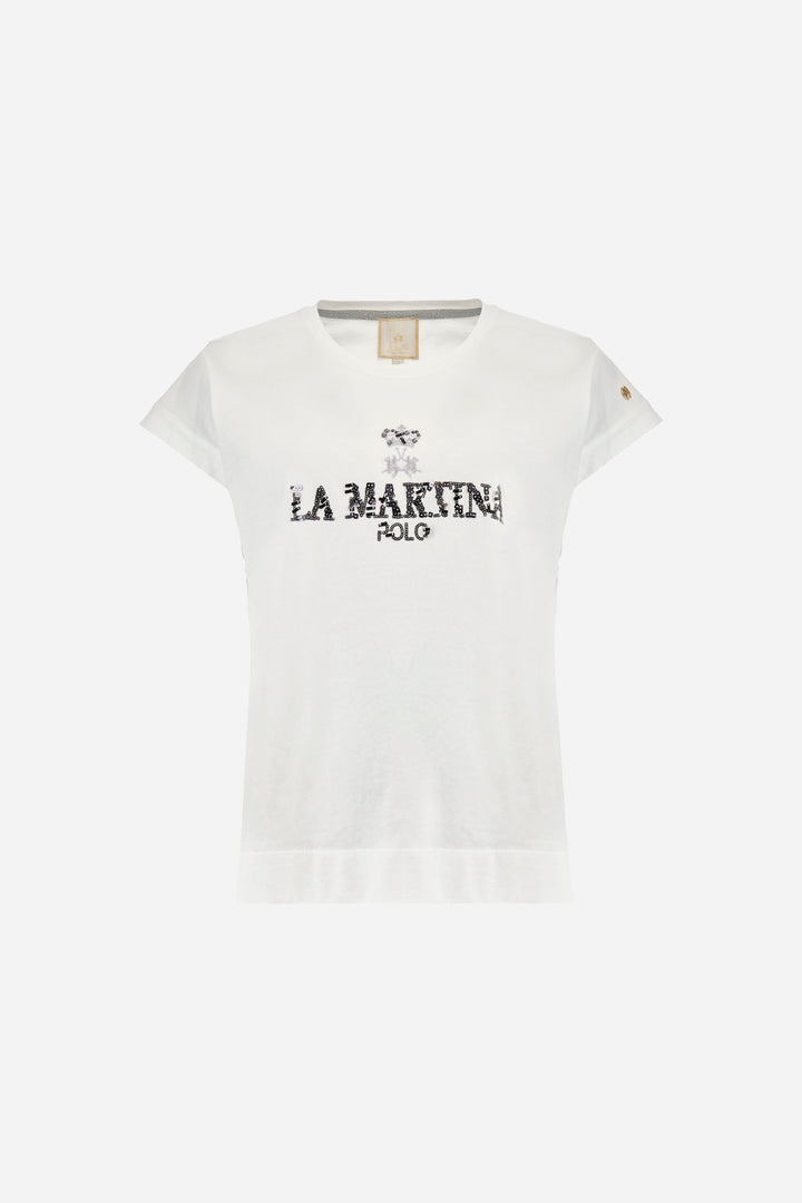 La Martina T-shirt in Jersey Cotton in Regular Fit - Adelina | White