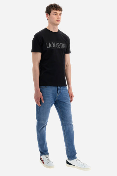 La Martina T-shirt Κανονικής Γραμμής από Ελαστικό Βαμβάκι-Yeshuda | Μαύρο