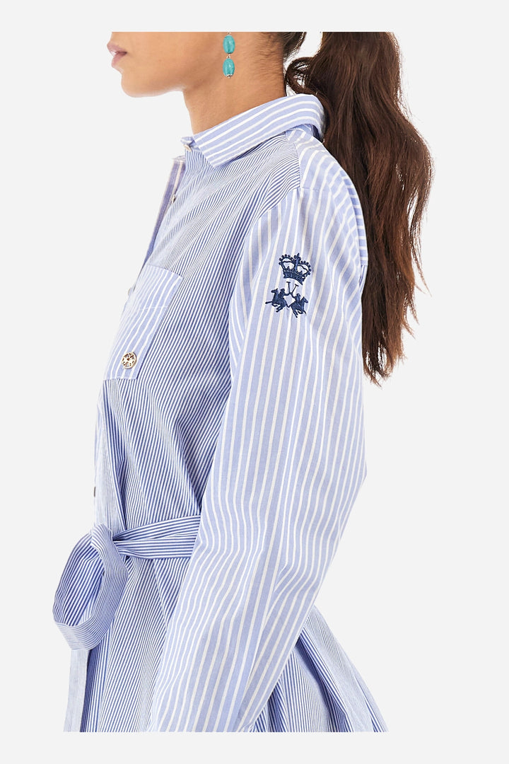 La Martina Dress with Stripes | Blue/White