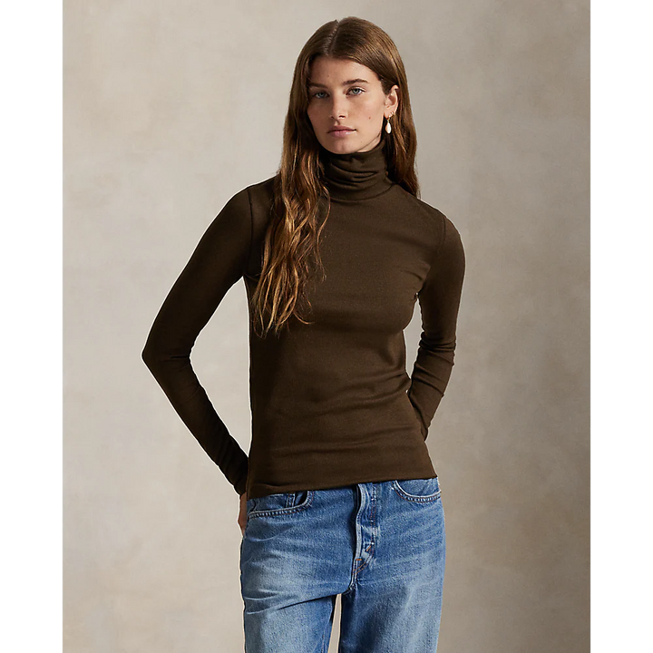 Ralph Lauren Stretch-Blend Roll Neck Pullover | Dark Brown