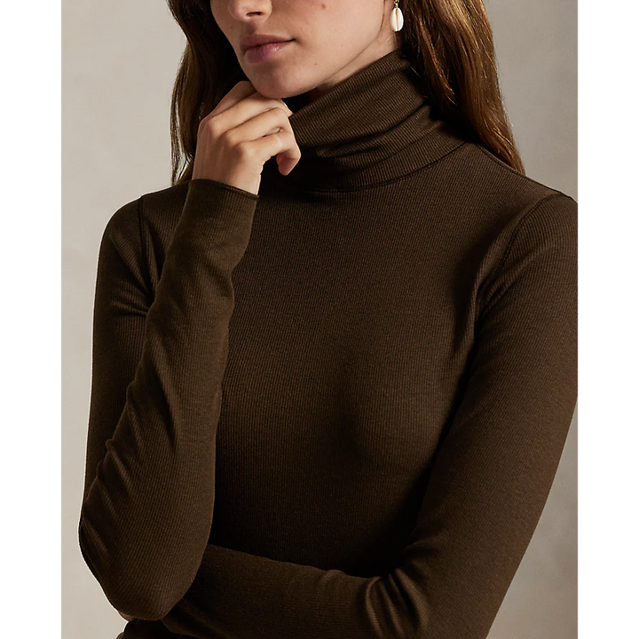 Ralph Lauren Stretch-Blend Roll Neck Pullover | Dark Brown